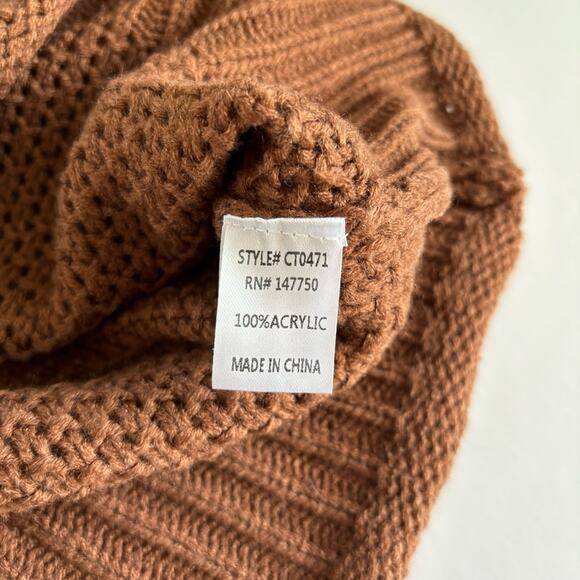 Cezele Boutique Brown Slouchy Loose Fit Knit Drop Shoulder Sweater Size Medium - Picture 8 of 9